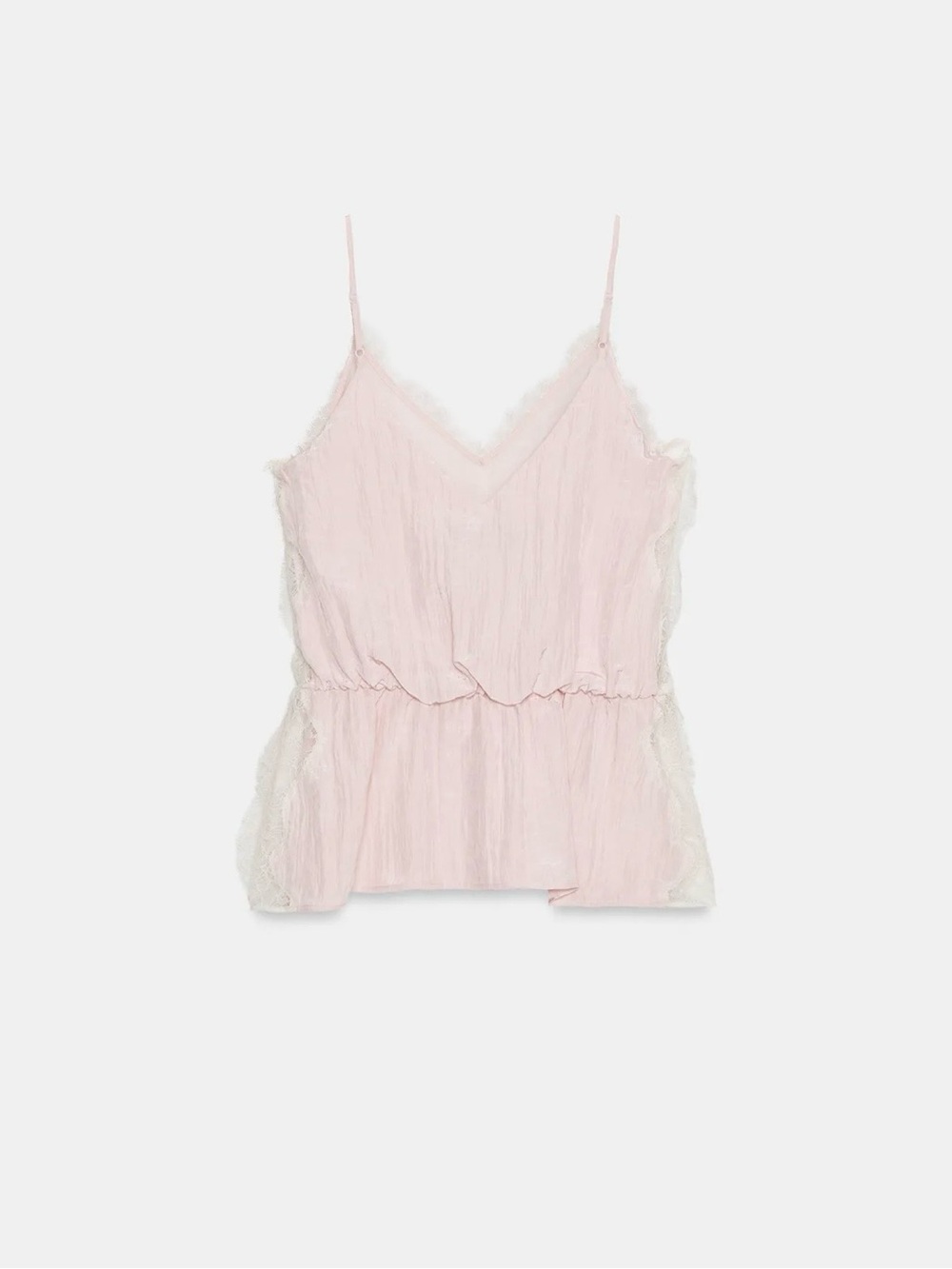 EUC Zara Pale Pink Lace-Trim Cami top - Picture 1 of 8